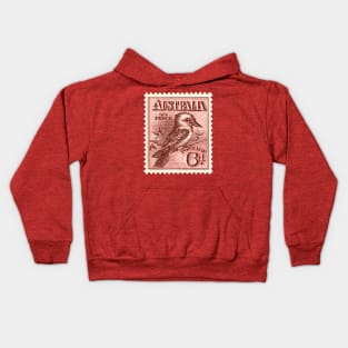 Red Kookaburra Postage Stamp Kids Hoodie